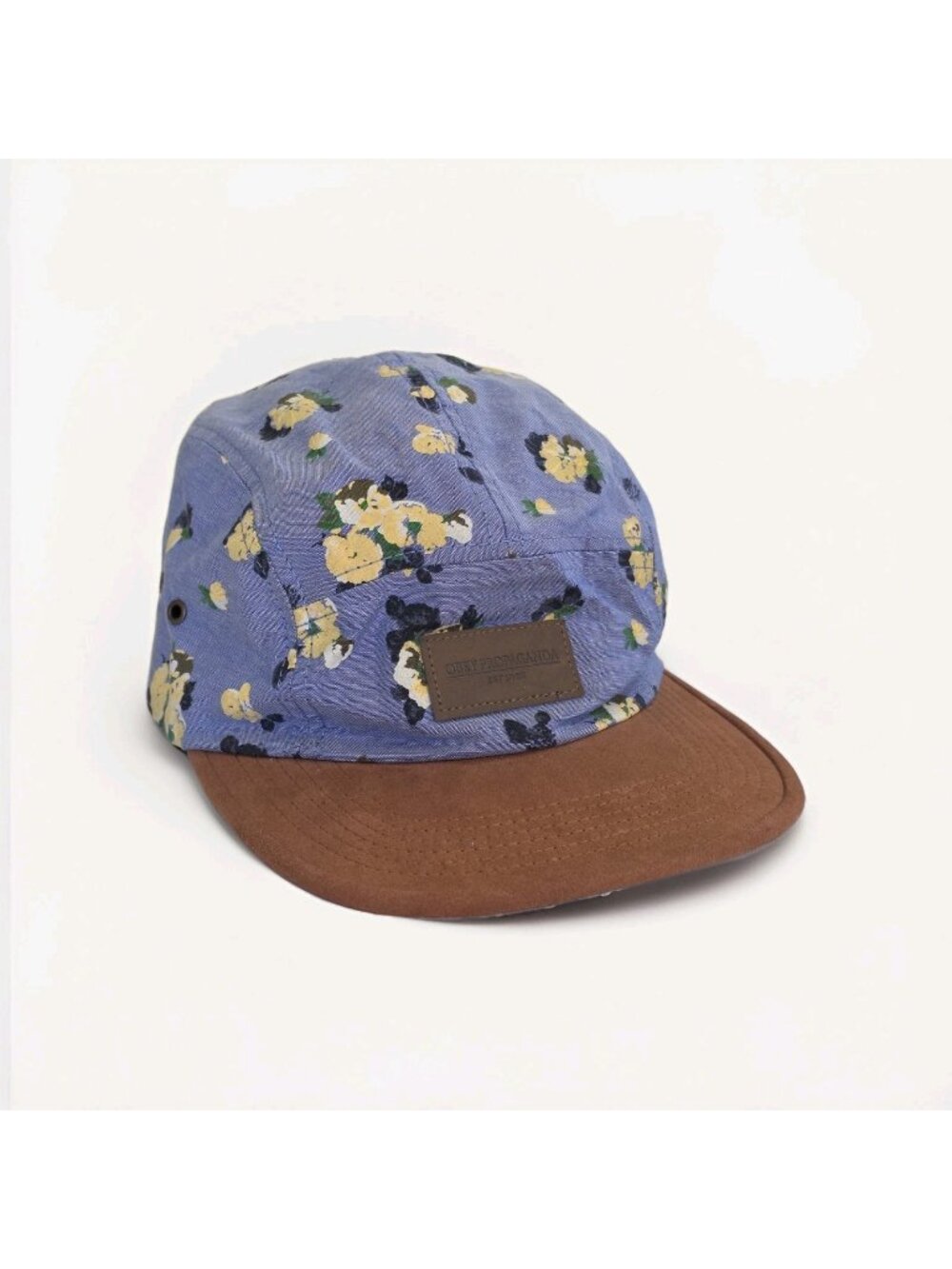 OBEY Floral 5-Panel Camper Hat Blue Yellow Suede Flat Brim Streetwear Cap OSFM